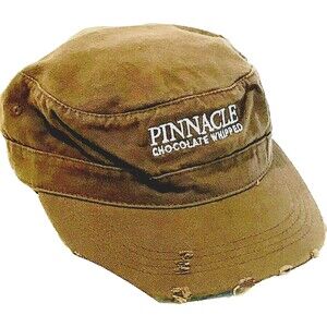 Pinnacle Vodka Military Cadet Cap Chocolate Whipped Brown Unisex Hip Hop Preppy